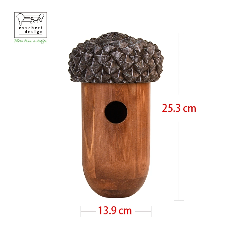 NK83 Esschert Design 100% Pine Wood + PVC Finished Wholesale Bird House Acorn Wooden Birdhouse