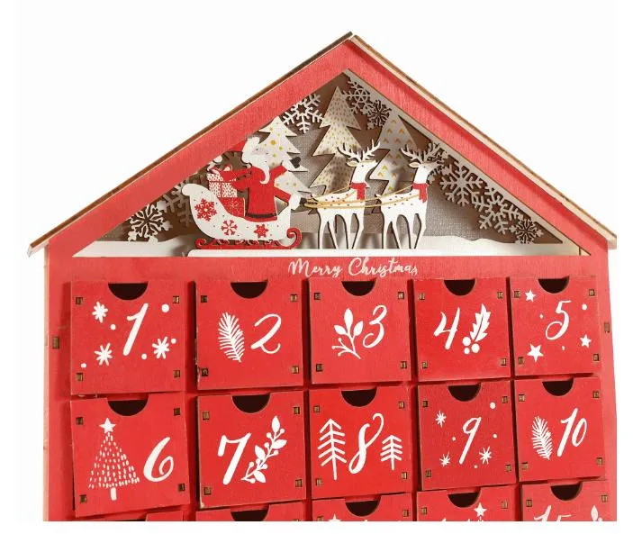 Indoor Christmas Decorations Santa Claus and Snowman Wooden Advent Calendar