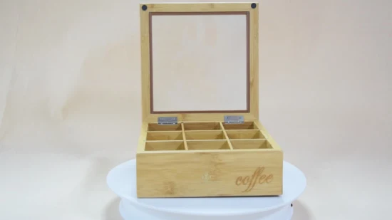 Индивидуальная бамбуковая коробка для чая, деревянная коробка для упаковки кофе, деревянная упаковочная коробка со стеклянным окном