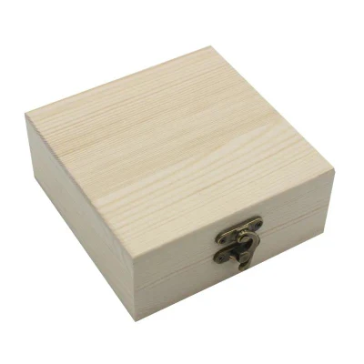 Маленькая подарочная деревянная коробка, упаковка для бутылок, шкатулка для драгоценностей с замком, деревянная коробка для хранения чая