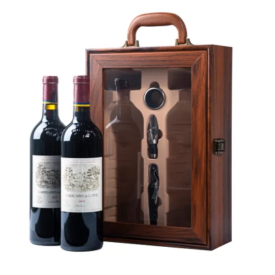 Подарочный набор премиум-класса, деревянные подарочные коробки для вина, деревянная коробка для презентации двух бутылок